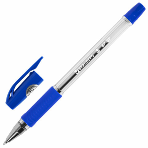 Ручка шариковая BRAUBERG /BP-GT/, СИНЯЯ, корпус прозрачный, евронаконечник 0,7 мм, линия письма 0,35