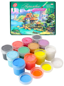 Краски акриловые (АК-9642) 12 цв. 20 мл., набор+мет, перл., флуор.