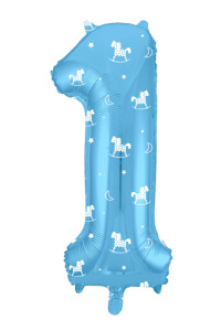Шар Agura Slim цифра 1 с паттерном /Лошадки/ (40''-102см)   754856