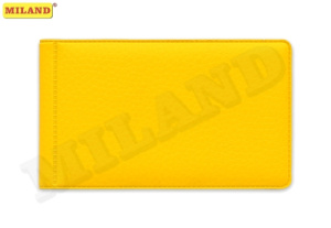 Визитница горизонтальная, мягкая экокожа МАТОВАЯ ЖЕЛТАЯ /Стандарт/ 20 листов 40 карт ВЦ-9777