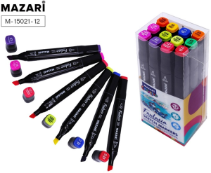 Набор маркеров для скетчинга двусторонние FANTASIA, 12цв., Main + Fluorescent colors (основные + флу