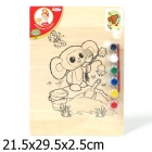 157254   ДЕРЕВЯННЫЙ ХОЛСТ /ИГРАЕМ ВМЕСТЕ/ 2-Х СТОРОННИЙ С РИС., КРАСКИ 6ЦВ., КИСТЬ A01000 29*21СМ в