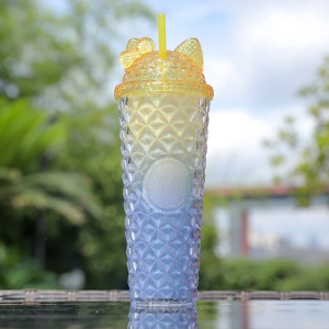 Стакан пластиковый с крышкой. Микки, 710мл (желто-синий)