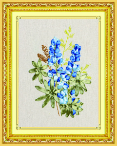 Набор для вышивания лентами 28х35 см. Голубые люпины Арт. HS-003
