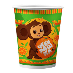 Чебурашка. Набор бумажных стаканов, 6 шт*250 мл