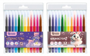 Фломастеры Schoolformat МИКС ДЛЯ ДЕВОЧЕК классические 12 цв. кругл. корп. стандартные блист. упак.