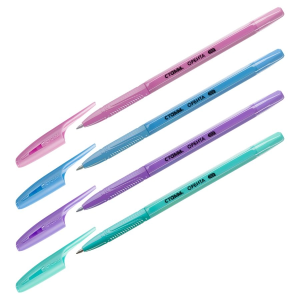 Ручка шариковая СТАММ /Орбита 100/ синяя, 0,7мм, пастельный микс, ассорти