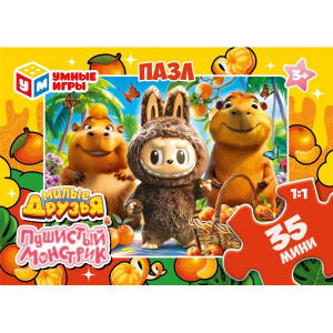 Пушистый монстрик и милые друзья. Пазлы в коробке 35 деталей. Умные игры  в уп.32шт в кор.8уп
