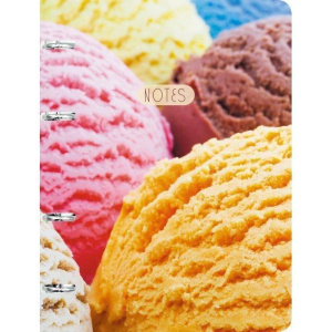 Тетрадь со см.блоком 120 л. кл. ADVENTURE ICE CREAM А5 тв.обл. мат.лак на кольцах