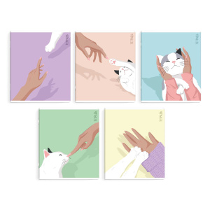 Тетрадь, 48 л, клетка, арт. 68569/ 5 РУКИ И ЛАПКИ /А5+, мягкий переплёт (2 скобы), мелованный картон