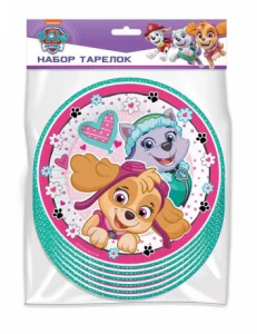 Набор бумажных тарелок Щенячий патруль, 6 шт d=180 мм