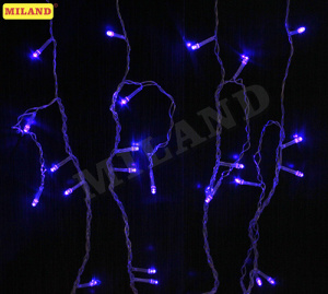 Гирлянда. Занавес 3 х 1 м, прозрачная нить, 200 неоновых  синих  ламп, 8 режимов НУ-1021