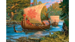 Холст с красками 40х50 см по номерам. ЛАДЬЯ (Арт. Х-8428)