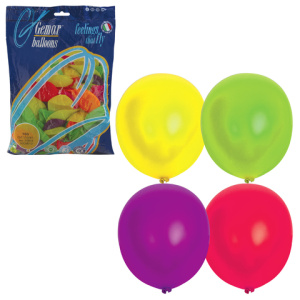 Шары воздушные 12/ (30 см), комплект 100 шт., 12 неоновых цветов, в пакете, 1101-0005