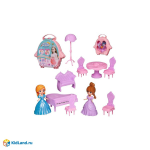 Игровой набор В гостях у куклы Розовый совенок чемоданчик с 2 куколками и мебелью