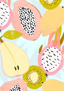 ТМ/Collezione/Тетрадь КЛЕТКА 48л. МИНИМАЛИСТИЧНЫЕ ФРУКТЫ (48-3289) 5 диз в сп,золото, 5+0, лён