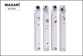 Линейка пластиковая 15 см, ассорти 4 дизайна, ОПП- упаковка с европодвесом