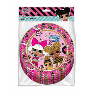 LOL. Набор бумажных тарелок (розовые с паттерном), 6 шт d=180 мм