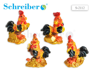 Статуэтка ПЕТУШОК, 3х2,5х4 см, 4 дизайна, полистоун S 2112 (10216100/090912/0096178/2, Китай)