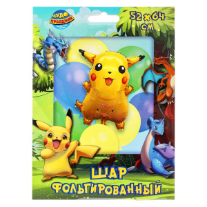 Шар фольгированная фигура пикачу 52*64 см ЧУДО ПРАЗДНИК в кор.525шт