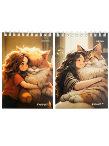 БЛОКНОТ А6 40л. на гребне БОЛЬШОЙ ПУШИСТЫЙ КОТ (Б40-2050) ассорти, цвет.мелов.обл, офсет, клетка