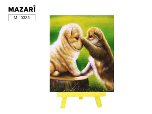 Алмазная мозаика с мольбертом  ИГРИВЫЕ ЩЕНКИ ,21х25 см, 1 дизайн, частичная выкладка,  ОПП упаковка.