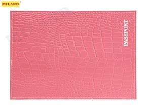 Обложка для паспорта из натуральной кожи КРОКОДИЛ, розовый, тисн.серебро/PASSPORT/ ОП-5435