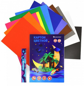Картон цв. немел. Schoolformat А4 12 цв. 12 л. 190 г/м2 в папке