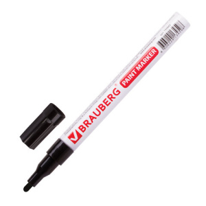 Маркер-краска лаковый 1-2мм, ЧЕРНЫЙ, нитро-основа, алюминиевый корпус, BRAUBERG, 150868