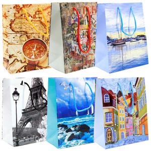 Пакет подарочный 17,8*22,9*9,8см Veld-co /В стиле прованс/, ламинированный 63730