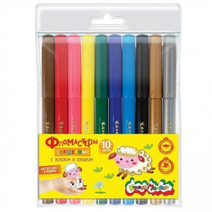 Фломастеры Каляка-Маляка волшебные с золотом и серебром 10 цв. кругл. корп. легкосмываемые с трехгра