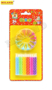 Свечи для торта с подставками. Яркие цвета,  24 шт. С-0465