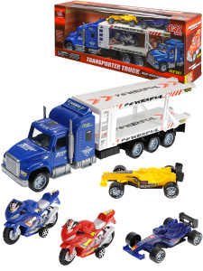 Машинка инерционная /ПЕРЕВОЗЧИК СКОРОСТНЫХ МАШИН/ (2 маш, 2 мотоцикла) (в коробке) (Арт. 1847307)