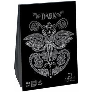 Скетчбук - планшет 30л., А4 Лилия Холдинг /Dark/, на склейке, черный тонир. офсет, 160г/м2 ПЛ-2541
