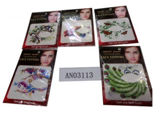 Татуировка-наклейка(10х24 см) на глаза(5 вид.в ассорт.) набор 10шт. (Арт. AN03113) кратно 10, без ИС
