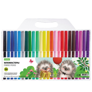 Фломастеры /ECO/ 24 цв. -Хорошо быть ёжиком- в блистере с европодвесом