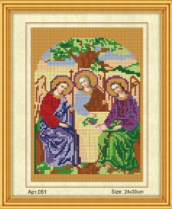 Н-р для вышивания бисером 24x30 см (частичн.заполн.,канва с рис) икона Святая Троица Арт.051