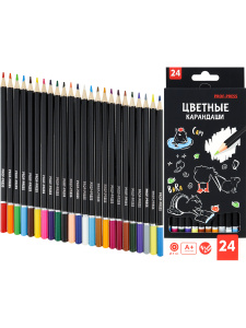 Карандаши цветные, набор,гексаг. 24цв. КАПИБАРЫ (КЦ-4720) гриф.d=3мм,в к/к, кратно 6