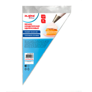 Мешок кондитерский одноразовый 20х30 см, размер M, КОМПЛЕКТ 100 штук, 35 мкм, LAIMA Home, 700702