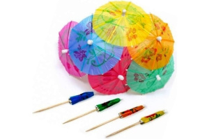 13541 пики деревянные /Зонтики/ 12шт 120мм (13541 из короба 20/500) (10702070/131221/3023566, Китайс