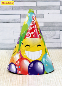 Колпак /Веселые смайлы/ (16 см, 6 шт, без хэдера) 2-16-0039