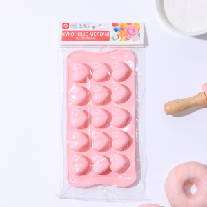 Форма для льда и конд.украшений 15 ячеек 20,5х10 см (3х2,6 см) /Сердечки/ цвет МИКС 549347 (10702070