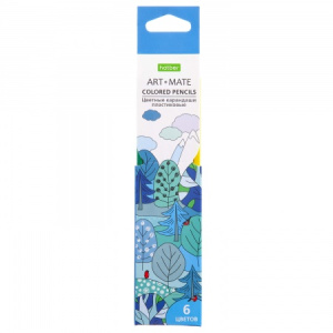 Карандаши цветные пластиковые /ECO/ 6 цв. серия  -ART-Mate- с заточ.   в карт.короб. с европодвесом