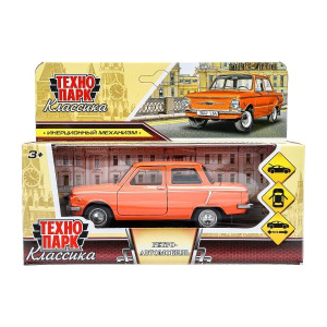 Машина металл заз-968а ретро-модель 12 см, дв, баг, инер, оранжевый, 