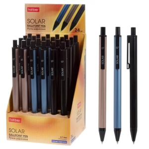 РУЧКА Hatber шариковая Автомат. Solar Синяя 0,7мм  24 шт в картонной Дисплей-витрине