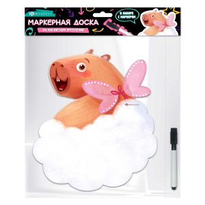 Магнитная доска c полем для рисования и письма арт. 73037/ 50 КАПИБАРА-МИЛАШКА ( 22,2х25,3 см, мелов