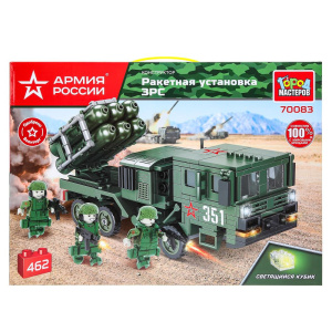 АРМИЯ РОССИИ конструктор РАКЕТНАЯ УСТАНОВКА, 462 дет. (свет) Город мастеров в кор.2*6шт