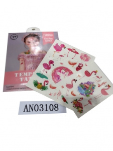 Татуировка-наклейка (21х17 см) ФЛАМИНГО (набор 12шт.) (Арт. AN03108) кратно 12, без ИС