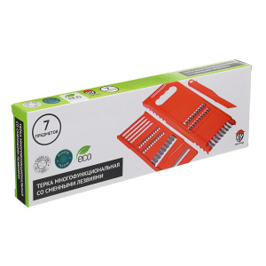 Терка многофункциональная со сменными лезвиями 25х8,5х2см, нерж.сталь, полипропилен, 7 пр (10702070/