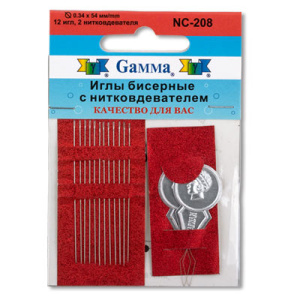 Для рукоделия и работы с бисером   /Gamma/   Иглы бисерные   сталь   NC-208  d 0.34 мм  12 шт с двум